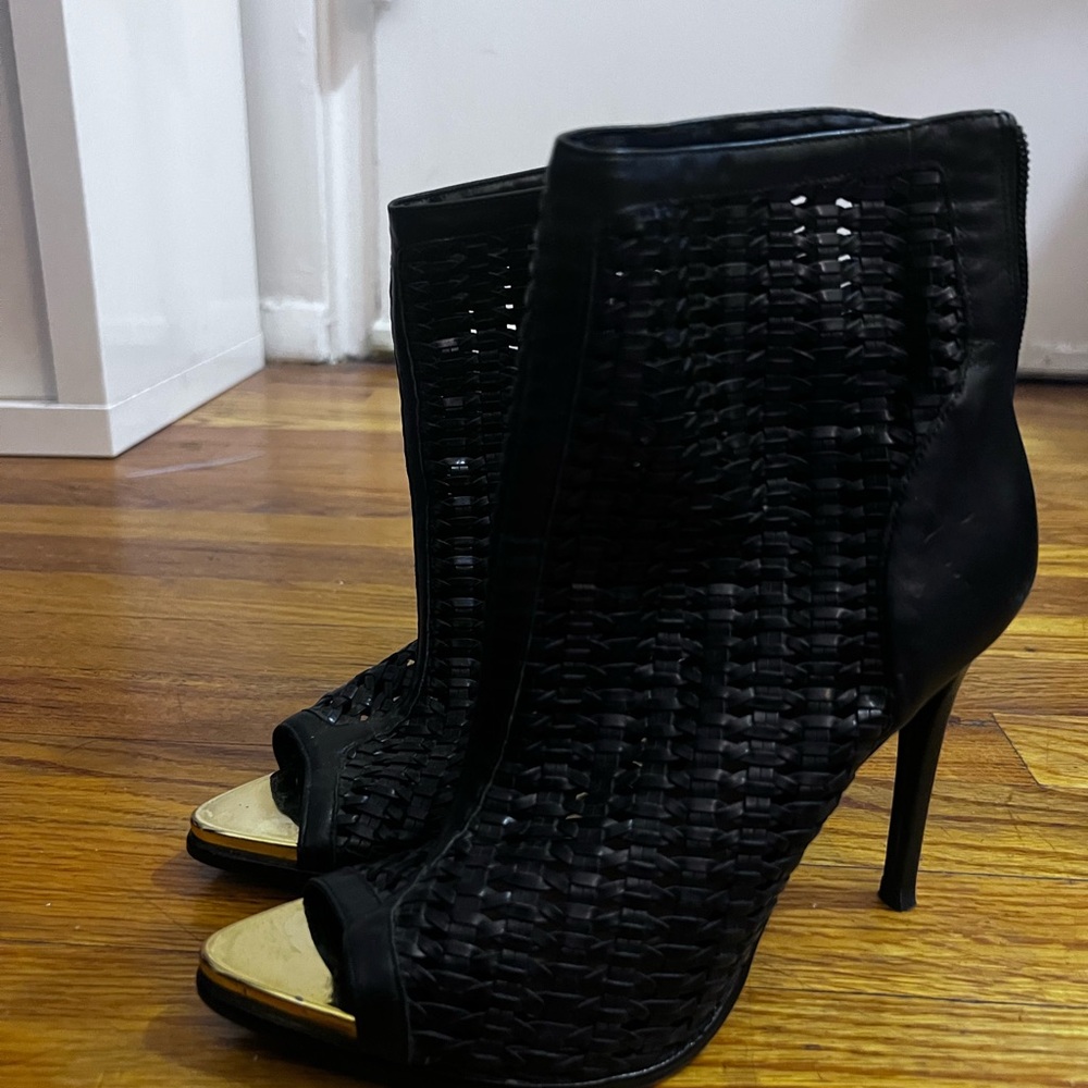 Schultz Black and Gold Heeled Boots